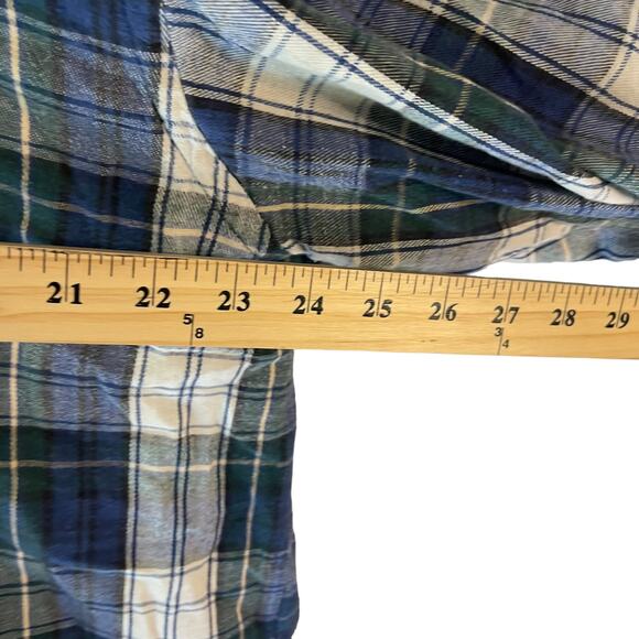 Cabela's Men's Size Large Tall Flannel Blue Plaid Button Up - Picture 7 of 8